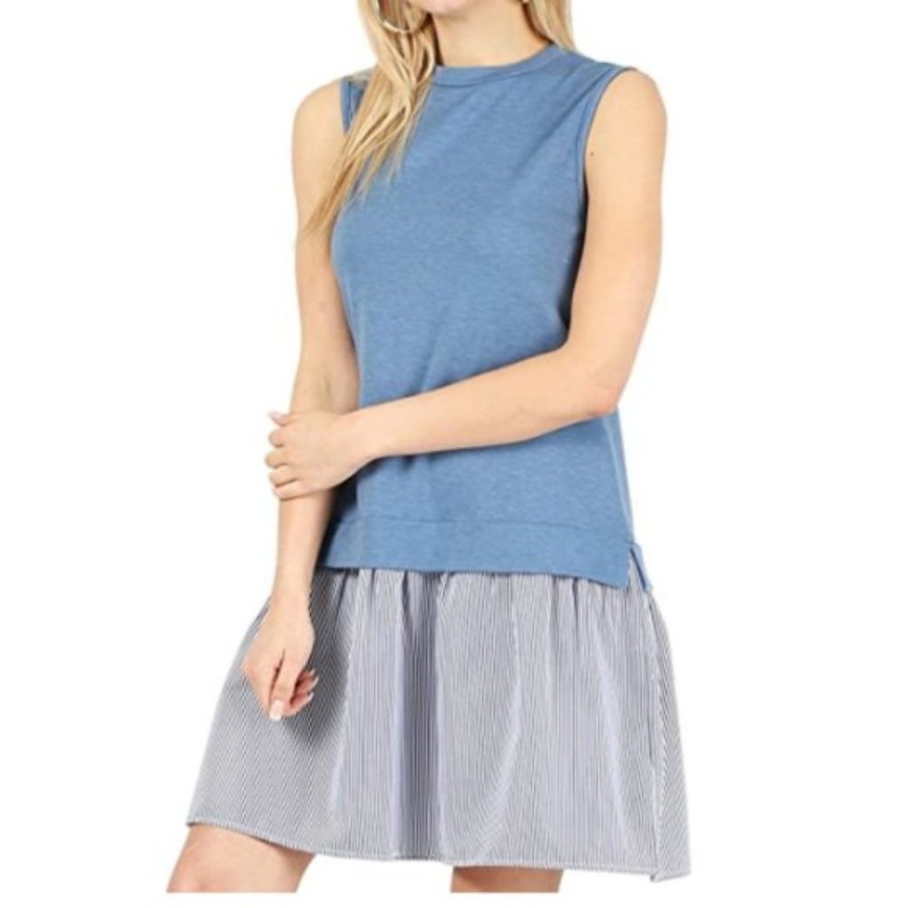 NWT French Terry Layered Look Summer Sundress - Picture 4 of 5